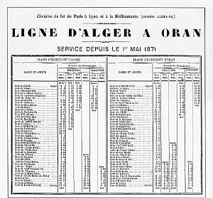 01a- Oran- Ligne Alger-Oran 1871